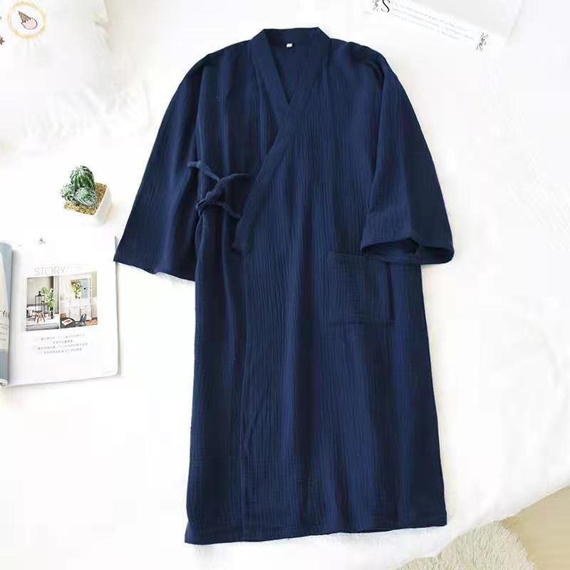 Woven Cotton Double-layer Gauze Robe Pajamas, Washed Cotton Yarn Bathrobe, Thin - L&M LIFE PRODUCTS