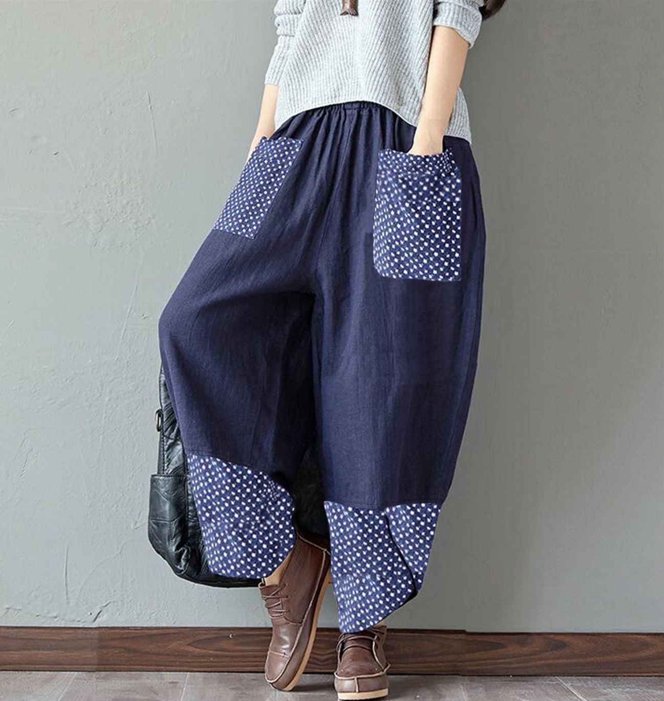 Quilted Cotton And Linen Wide Leg Trousers Loose Women's Dress - L&M LIFE PRODUCTS