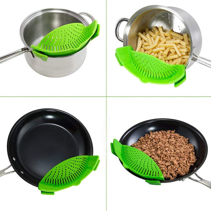 Universal Silicone Clip-on Pan Pot Strainer Anti-spill Pasta Pot Strainer Food Grade Rice Fruit Colander Strainer - L&M LIFE PRODUCTS