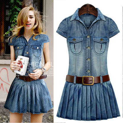 Summer New Retro Short-sleeved Denim Dress - L&M LIFE PRODUCTS